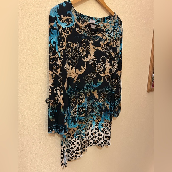 Chico’s Top With Quarter Length Sleeves - Size 1(M-8) Multi Design - Picture 5 of 14